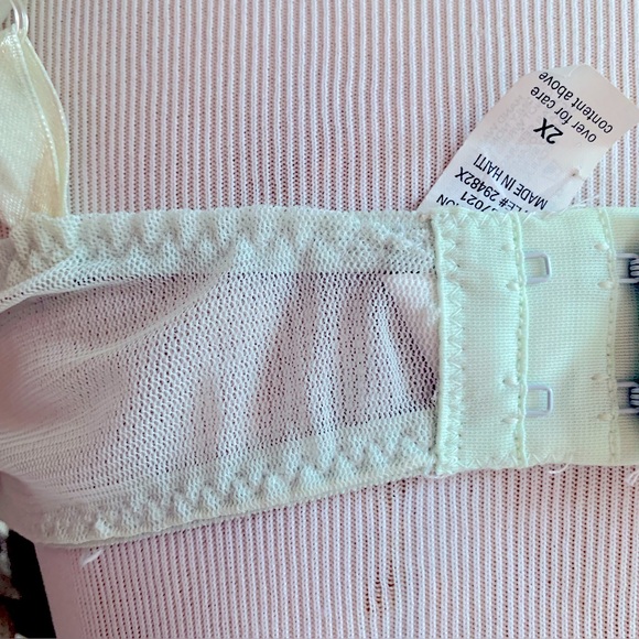 Powder blue & White Sheer & Lace Chemise with Adjustable Straps 2X - Picture 9 of 11